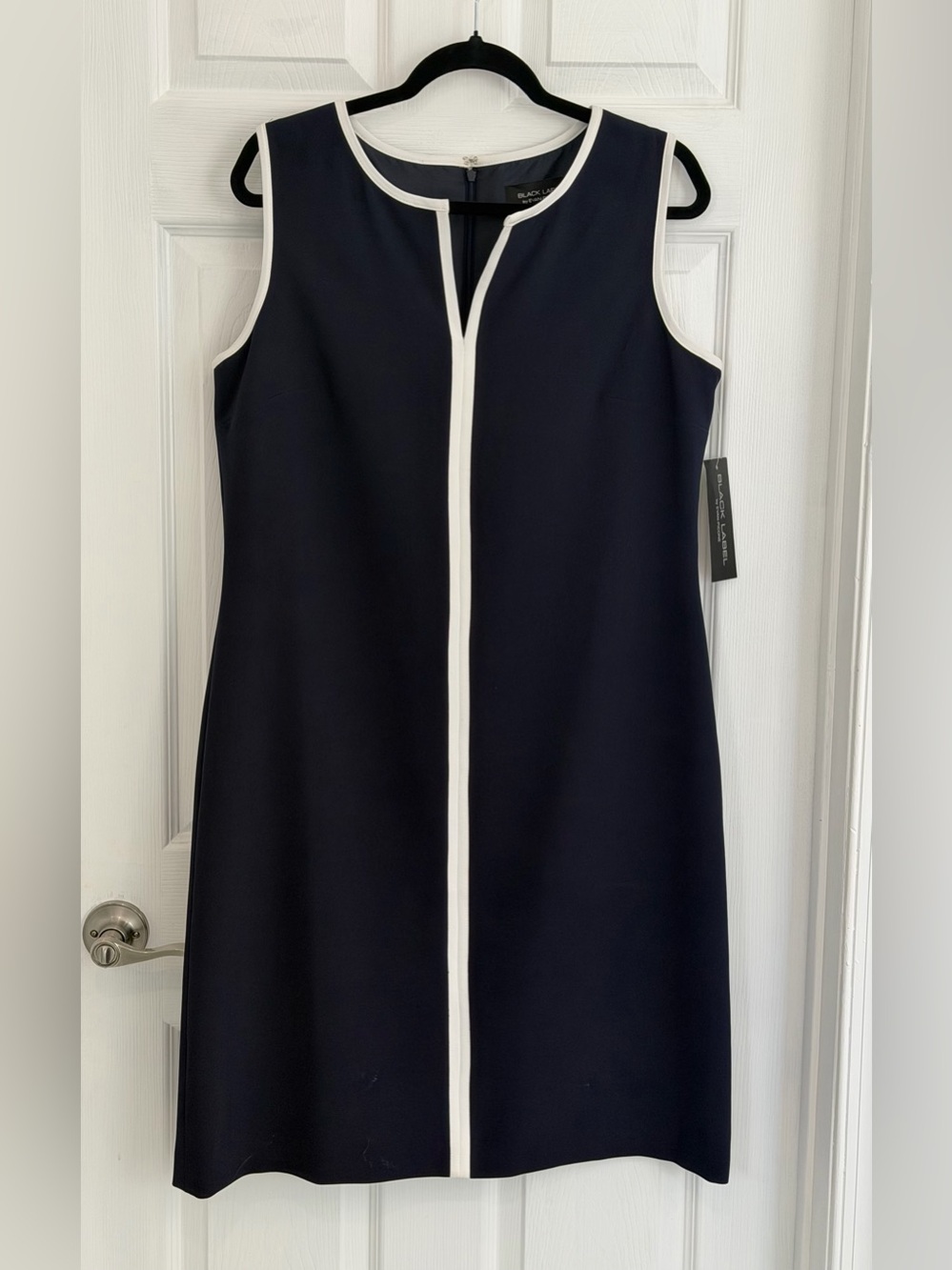Sleeveless Navy  Dress with White Piping